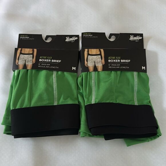 Green Boxer Briefs Mens Medium Brooklyn Cloth Lot Of 2 - Picture 1 of 2